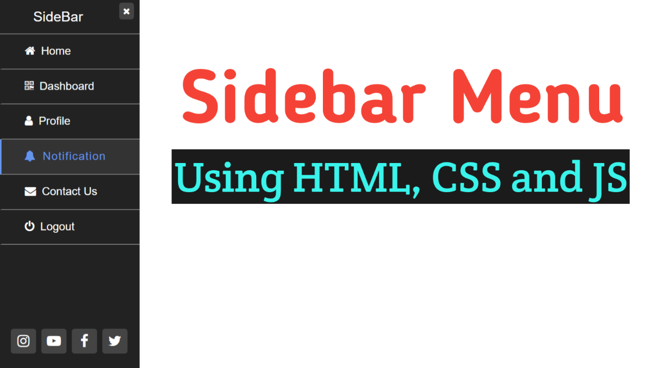 Sidebar Menu using HTML CSS & JavaScript