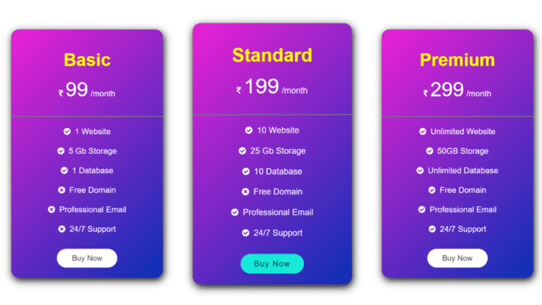 Pricing Card Design Using HTML and CSS