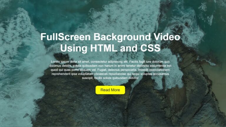 Background Video in HTML with CSS