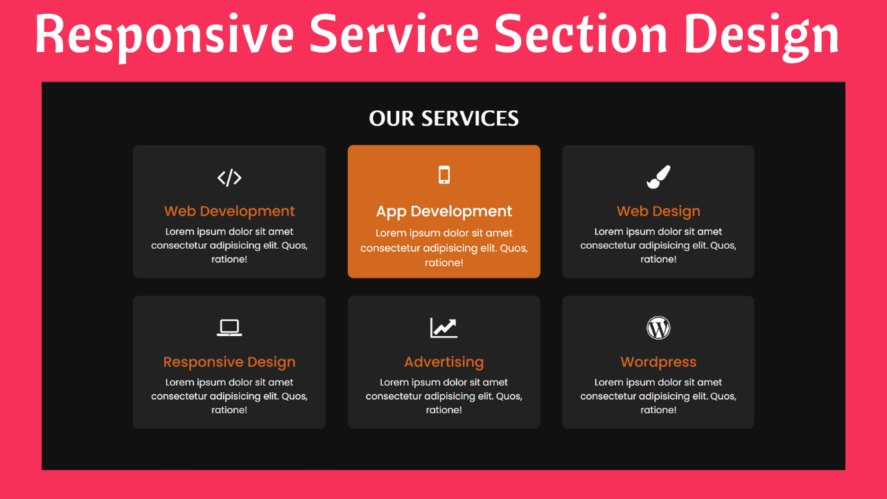 Responsive Services Section Using HTML & CSS